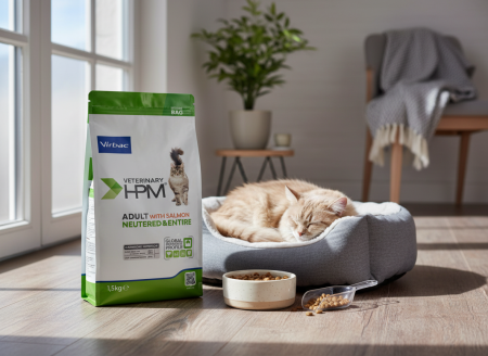VIRBAC - 1.5kg HPM Adult with salmon neutered & entired cat, hrana uscata pentru pisici sterilizate