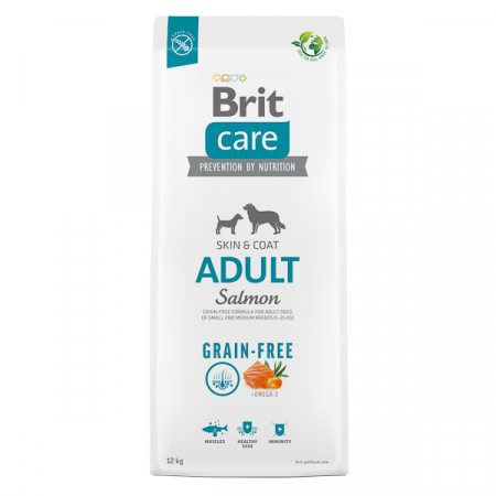 PENTRU CÂINI - 12kg Brit Care Dog Grain-free Adult, hrana uscata fara cereale pentru caini adulti cu aroma de somon
