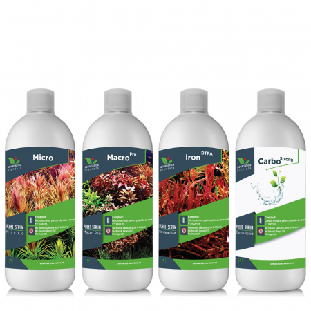 ACVARISTICĂ - Pachet Fertilizare acvariu completa Micro-Macro Pro-Fier-Carbo Plant Serum 4x1000ml