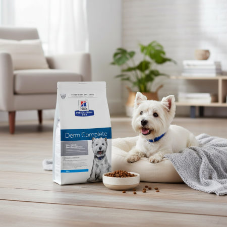 1kg Hills PD Derm Complete Mini , hrană uscată dietă veterinară pentru câini cu probleme dermatologice [0]
