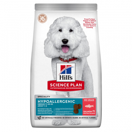 Produse - 2.5kg Hills SP CANINE ADULT MED HYPOALLERGENIC NO GRAIN, hrana uscata hipoalergenica cu gust de somon