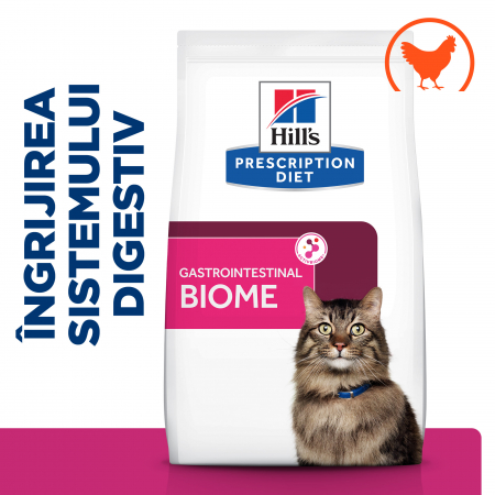 Produse - 8kg Hill’s Prescription Diet Gastrointestinal Biome cu Pui, Hrană Uscată Dietă Veterinară pentru Pisici cu Probleme Intestinale