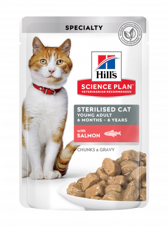 Hill’s SP Young Adult Sterilised  hrana pentru pisici cu somon 85 g (pliculeț) [0]
