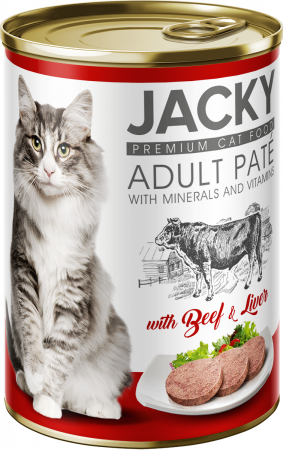 Produse - Jacky Premium Cat Food cu carne de vită și ficat 415g