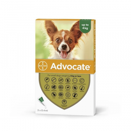 Advocate - Advocate Dog 0-4 kg, deparazitare externă și internă, 1 pipeta