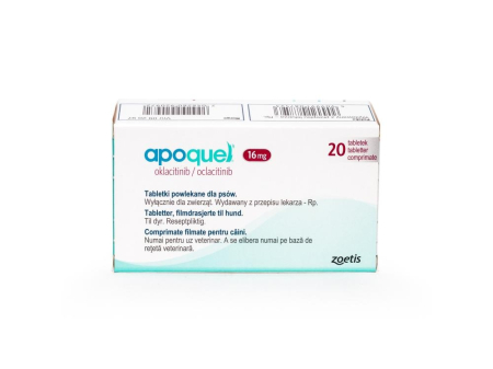 Apoquel 16 mg, 20 comprimate – tratament pentru prurit și dermatită alergică la câini [1]