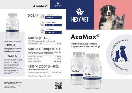 AzoMax® Hexy Vet – Suport Renal Câini și Pisici, 120 Capsule [4]