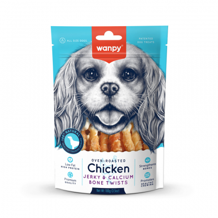 Import - Chicken Jerky and Calcium Bone Twists 100 gr for dog