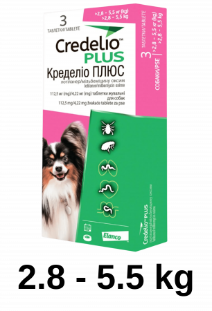 PROMOȚII - Credelio Plus Dog 2.8-5.5kg , deparazitare interna si externa pentru caini, 3 pastile
