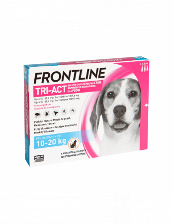 Produse - Deparazitare externă pentru câini Frontline Tri-Act M 10-20 kg - cutie cu 3 pipete