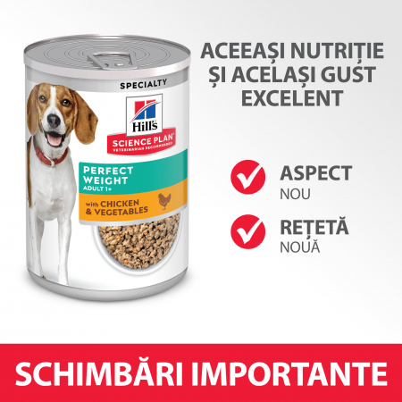 HILL’S SCIENCE PLAN ADULT PERFECT WEIGHT  hrană pentru câini cu pui și legume 363 g (conservă) [4]