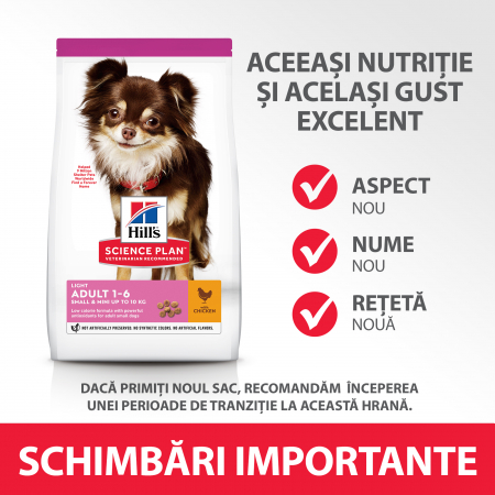 HILLS SCIENCE PLAN ADULT LIGHT SMALL & MINI hrană pentru câini cu pui 1.5 kg [5]