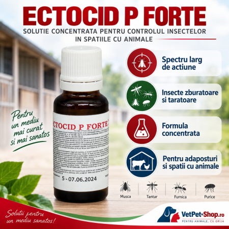 PROMEDIVET - Ectocid P Forte 20 ml – Insecticid Concentrat pentru Adăposturi și Spații