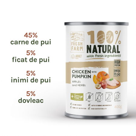 Necunoscut - Fresh Farm Coarse pate with chicken, pumpkin, apples and herbs 400 gr