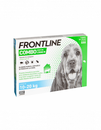 Produse - Deparazitare externă pentru câini Frontline Combo Dog M 10-20 kg - cutie cu 3 pipete