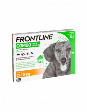Produse - Deparazitare externă pentru câini Frontline Combo Dog S 2-10 kg - cutie cu 3 pipete