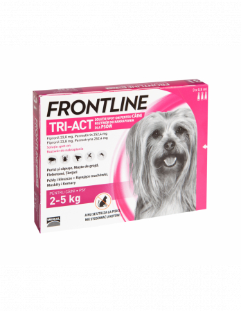 Produse - Deparazitare externă pentru câini Frontline Tri-Act XS 2-5 kg - cutie cu 3 pipete