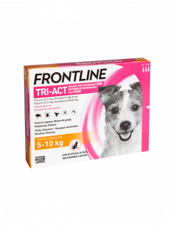 Produse - Deparazitare externă pentru câini Frontline Tri-Act S 5-10 kg - cutie cu 3 pipete