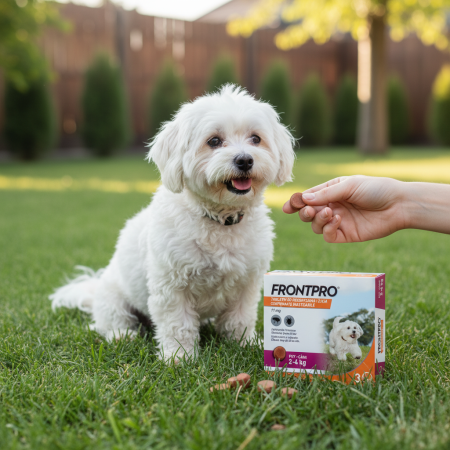 PROMOȚII - Frontpro 11 mg, comprimate masticabile antiparazitare pentru câini 2-4 kg, împotriva puricilor și căpușelor, 3 comprimate