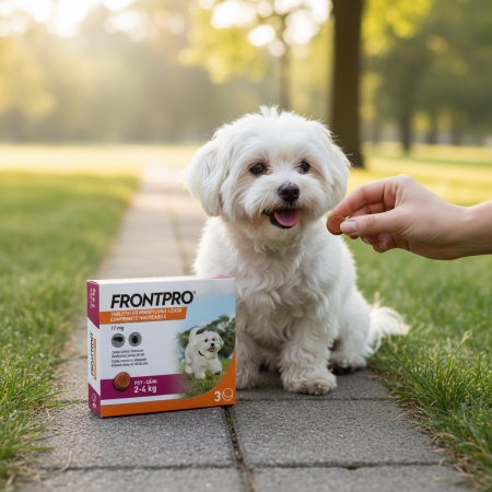 Frontpro 11 mg, comprimate masticabile antiparazitare pentru câini 2-4 kg, împotriva puricilor și căpușelor, 3 comprimate [2]