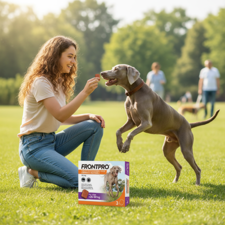 Frontpro 136 mg, comprimate masticabile antiparazitare pentru câini 25-50 kg, împotriva puricilor și căpușelor, 3 comprimate [1]