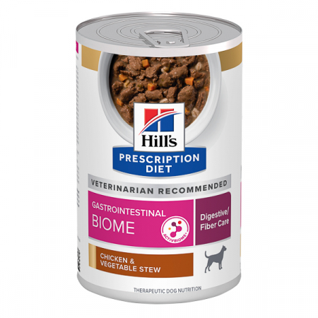 Produse - 354g Hill's PD Canine GI Biome Chicken and Vegetables Stew, hrană umedă dietă veterinară pentru câini cu probleme digestive