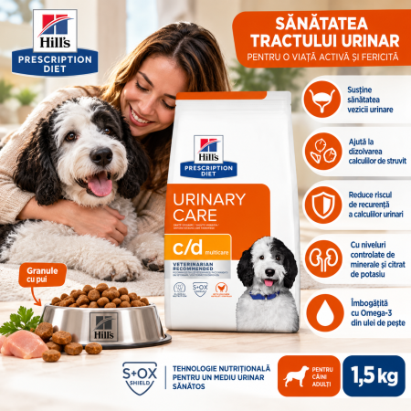PENTRU CÂINI - Hill's Prescription Diet c/d Multicare Canine 1,5 kg – Hrană Urinary Câini