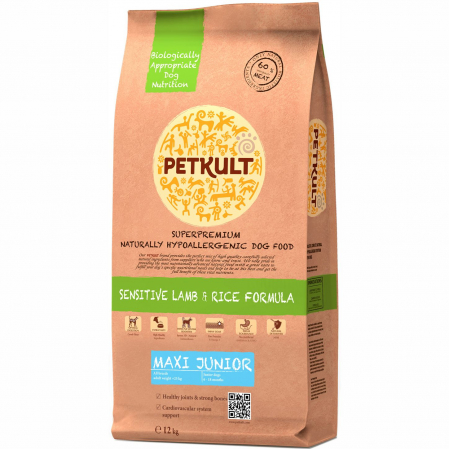PETKULT - Hrana uscata pentru caini Petkult Sensitive Maxi Junior cu miel si orez 12 kg