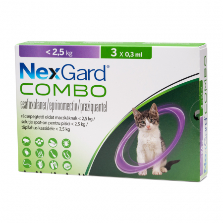 Antiparazitare - Nexgard Combo pentru Pisici <2,5 kg – 3 Pipete Spot-on Antiparazitare