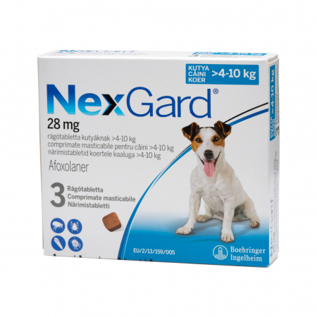 Nexgard - Nexgard pentru Câini 4–10 kg – 3 Tablete Masticabile Antiparazitare
