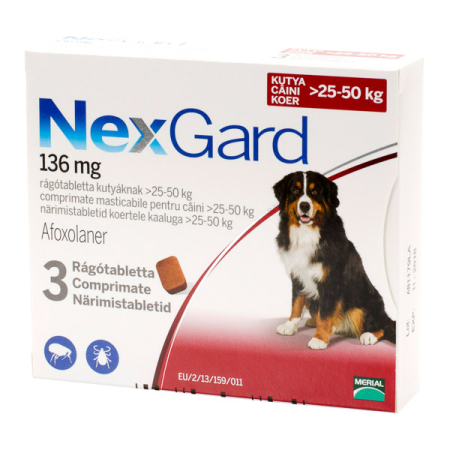PROMOȚII - Nexgard pentru Câini 25–50 kg – 3 Tablete Masticabile Antiparazitare