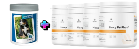 PROMOȚII - Pachet 220 lei Pet Phos Special Grand Chien 100 tablete + 4 x 112,5lei Hexy Pet Phos 60 comprimate