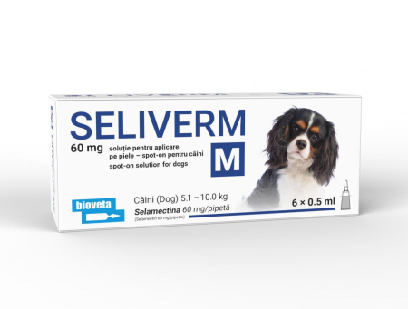SELIVERM - SELIVERM 60 mg Câini 5,1–10 kg – 6 Pipete x 0,5 ml | Selamectină
