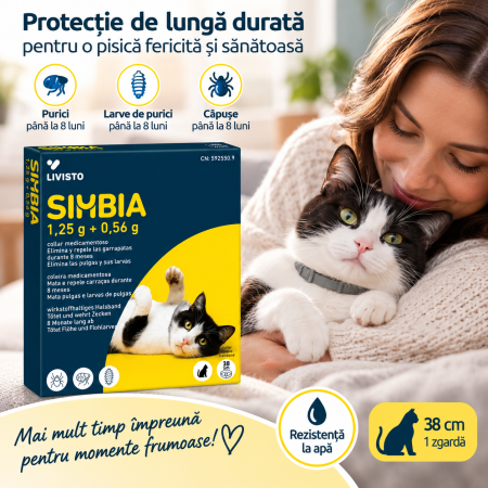 ZGARZI - Simbia Zgardă Antiparazitară Pisici 38 cm – Purici și Căpușe