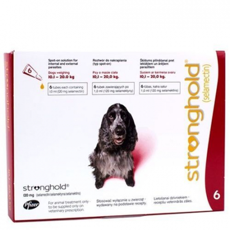 Stronghold - Stronghold 120mg ( 10-20 kg ) 1 pipetă, Deparazitare externa si interna pentru caini