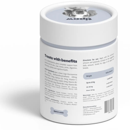 Tipaw 8-in-1 Multivitamins – Supliment multivitaminic complet pentru câini, 60 de comprimate masticabile moi, Complex 8-în-1 cu vitamine, minerale și nutrienți esențiali pentru energie, imunitate și s [3]
