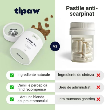 Tipaw – Scapă de mâncărimi! Supliment pentru câini cu probleme de piele, 60 de comprimate masticabile moi [2]