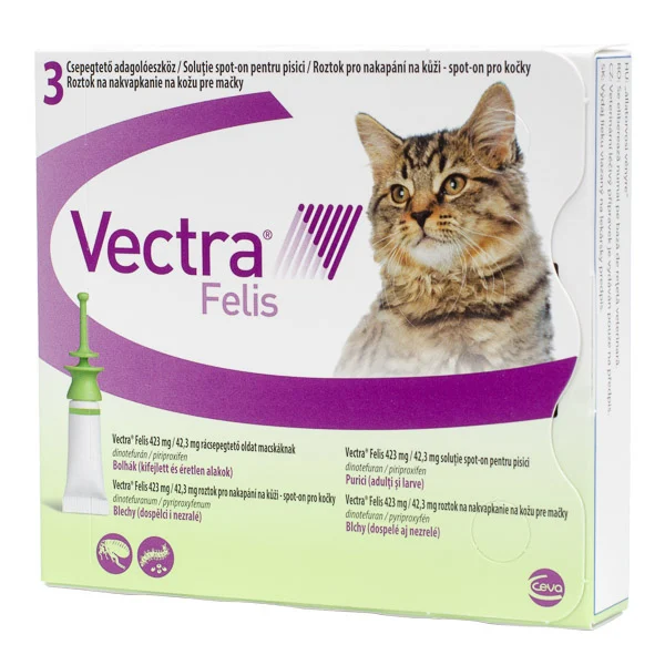 PROMOȚII - Vectra Felis, spot-on, deparazitare externa pentru pisici, 3 pipete
