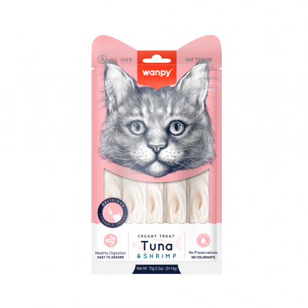 Import - Wanpy recompensa pisici crema de ton si creveti 5x14 gr