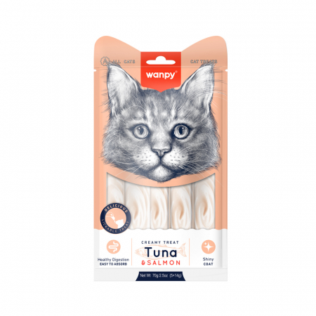 Import - Wanpy recompensa pisici crema de ton si somon 5x14 gr