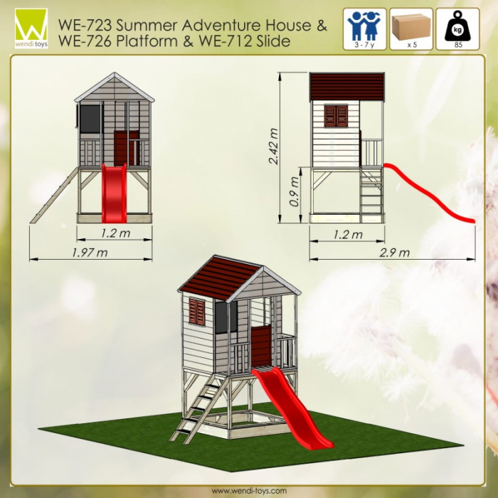 Casuta de gradina Summer Adventure House cu platforma cu loc pentru nisip si tobogan (M7) [2]