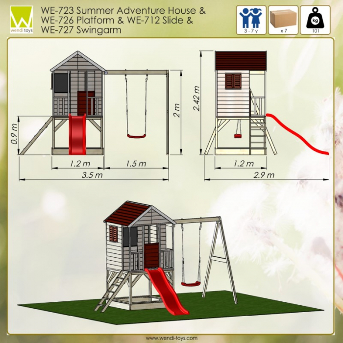 Casuta de gradina Summer Adventure House cu platforma cu loc pentru nisip, tobogan si leagan (M9) [2]