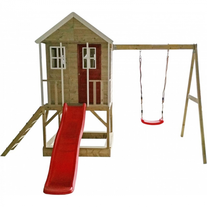 Casuta de gradina Nordic Adventure House cu platforma cu loc pentru nisip, tobogan si leagan (M10) [3]