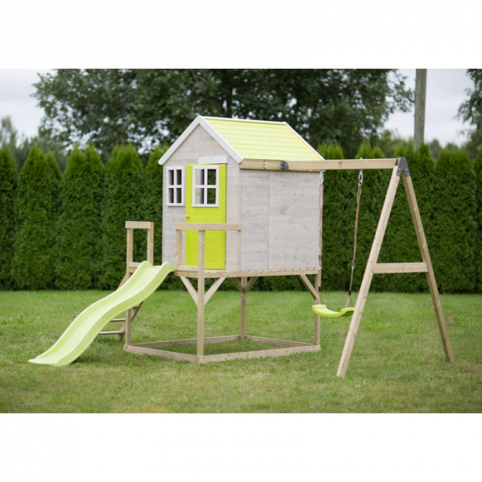 Casuta de gradina Lime Lodge cu platforma, tobogan si leagan (M24L) [3]