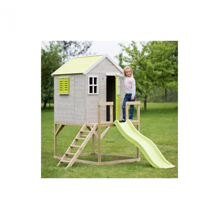Casuta de gradina Lime Lodge cu platforma si tobogan (M22L) [2]