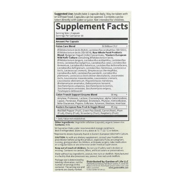 Raw Probiotics Colon Care, pentru îngrijirea colonului, 30 de vcaps [2]