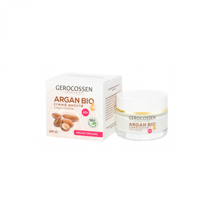 Argan Bio Crema Antirid Riduri Vizibile 45+ Spf 10 : cu Ulei de Argan Organic, Coenzima Q10, Homeostatine - 50 Ml