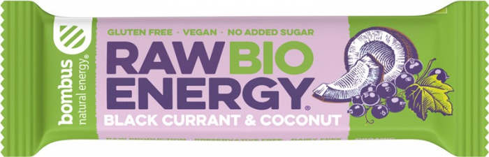 Baton energizant bio, Raw Energy, cu coacaze negre si nuca de cocos 50g Bombus [2]