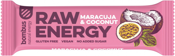 Baton Proteic Raw Energy Cu Maracuja Si Nuca De Cocos, 50G Bombus [2]