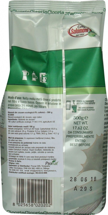 Bautura din cicoare BIO, 0% cofeina 500 g Salomoni [2]